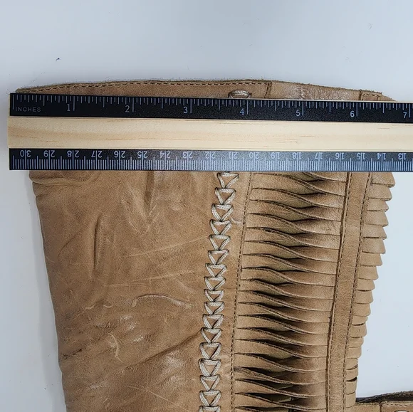 Very Volatile Fringe Riding Boot Leather Taupe women's 6.5 - Picture 13 of 16